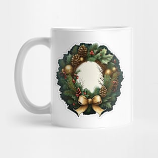 Festive Holiday Wreath with Pinecones Mug